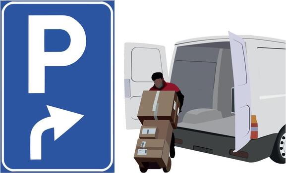 Free parking sign for loading and unloading vector