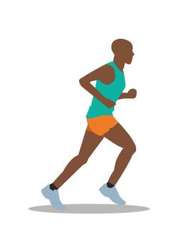 illustration of a brown-skinned man running. preparation for a running race vector