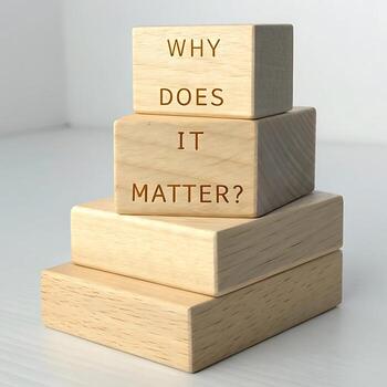 Neatly stacked blocks repeating the why does it matter phrase photo