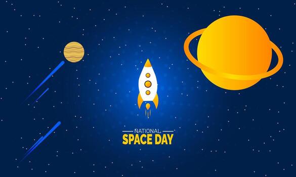 2. National Space Day celebration design space exploration theme use for background card poster banner and web template highlighting innovation technology and universe study vector