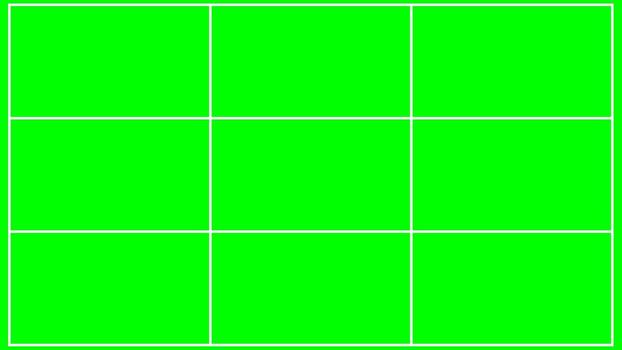 A bright green screen background with a white grid pattern, ideal for film, and television projects requiring a clean, uniform backdrop for special effects and virtual environments. vector