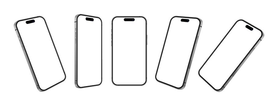 móvil teléfono dispositivos frente y lado ángulo Bosquejo conjunto para anuncio en blanco antecedentes. moderno teléfono inteligente ilustración vector