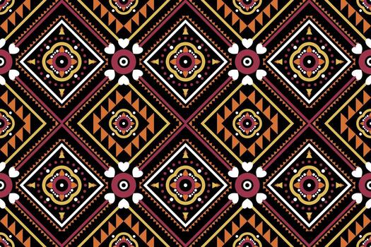 geométrico flores sin costura modelo en negro fondo abstracto patrón, resumen antecedentes vector