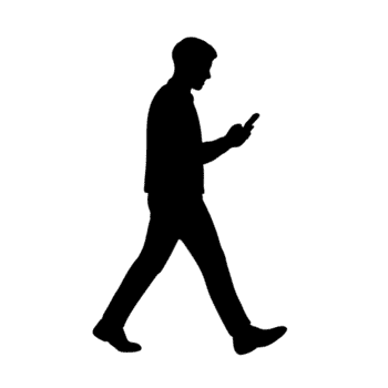 uma silhueta do uma homem caminhando enquanto olhando às dele Smartphone png