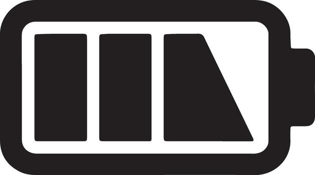 Low Battery Icon Three-Quarter Full Charge, Minimalist Black and White Design, Digital Power Indicator, Symbolic Representation of Depleting Energy, Simple Graphic, Digital Device Status Display vector