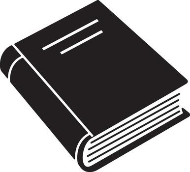 misterioso negro libro icono un simple, elegante imagen representando conocimiento, aprendiendo, y clásico literatura en blanco antecedentes vector