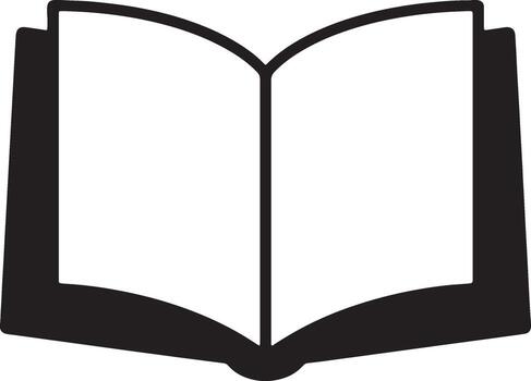 Simple Black and White Open Book Icon A Serene Symbol of Knowledge, Learning, and Education vector