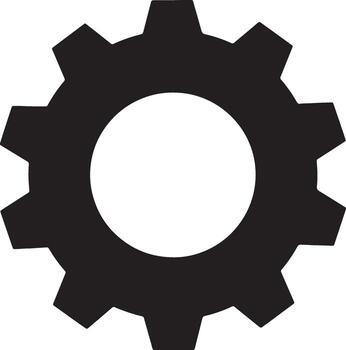 Simple Black Cogwheel Gear Icon A Minimalist Machine Part Symbol for Industrial Design, Engineering, and Technology Projects vector
