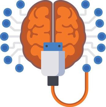 A flat style icon showing neural technology vector