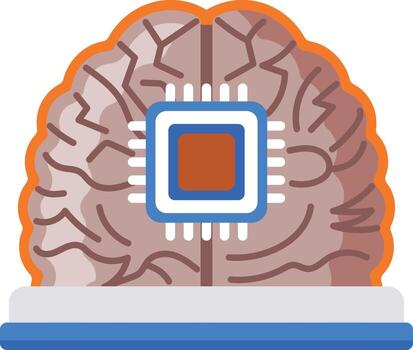 un plano estilo icono demostración neural chip vector