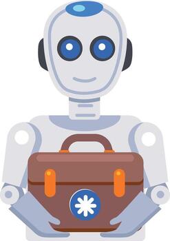 A flat style icon representing robot assistant vector