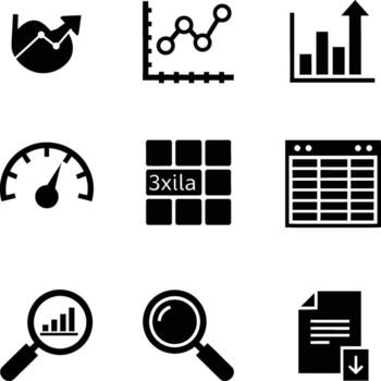 colección de negocio y financiero datos análisis íconos para digital presentaciones vector