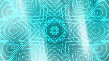agua Fresco mezcla fascinante cian caleidoscopio animación con evolucionando floral patrones y geométrico formas creando un hipnótico efecto video