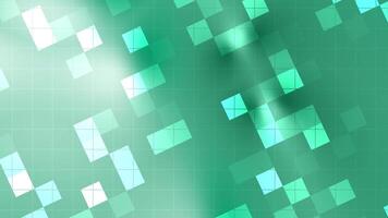 aqua hortelã mistura dinâmico quadrados padronizar fundo animação com luz efeitos e uma comovente rede dentro tons do verde video