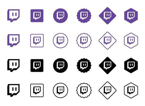 Twitch Icon Set Symbol Variations and Design Styles vector