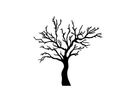 leafless tree with dark branches starkly contrasting in white background vector