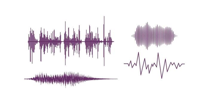 Set of Sound waves. sound waveforms and equalizer bars on white background vector