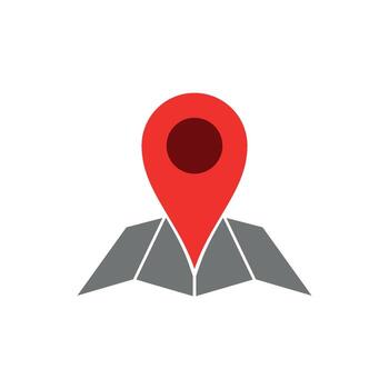 grey Map red Point Location, Pin Locator Icon Template vector