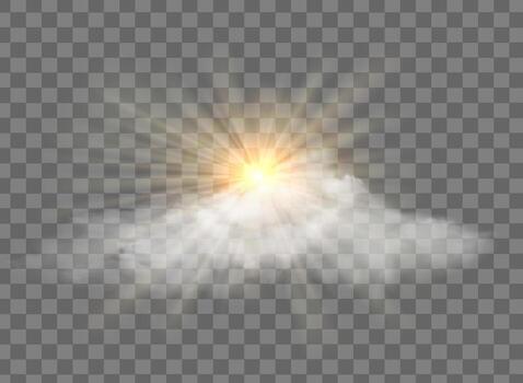 Sun shining through cloudy sky vector