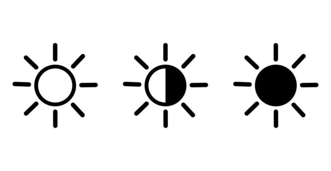 Different levels of screen brightness on white background. vector