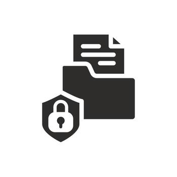 protect folder with document icon, confidential information, secure personal data, file private, flat symbol on white background - illustration vector