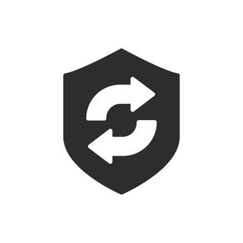 update app protect or antivirus icon, protection system update, shield with arrows rotation, flat symbol on white background - illustration vector