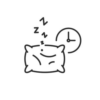 bedtime icon, wake up time, sleeping alarm clock, thin line symbol on white background - editable stroke illustration vector