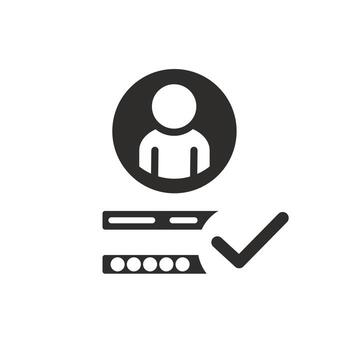 user registration form icon, create your account, login and password data, flat symbol on white background - illustration vector