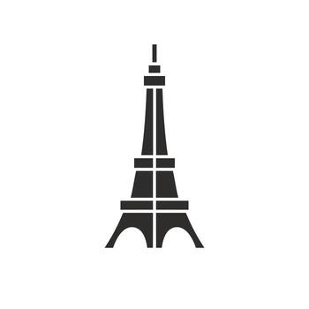 mini view isometric eiffel tower icon, flat illustration vector