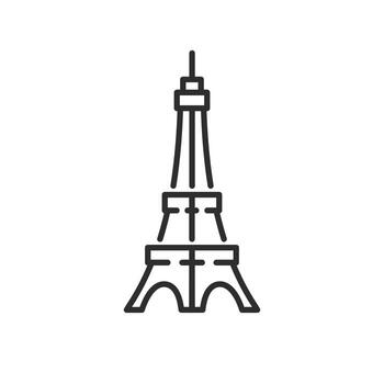 isometric eiffel tower icon, mini view, thin line illustration vector