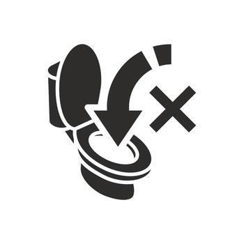 forbidden litter in the wc icon, do not throw in the toilet, flat symbol on white background - illustration vector