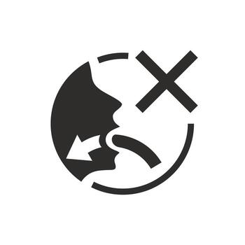 do not ingest or no take into icon, no swallowing, protect from ingestion hazard, flat web symbol on white background - illustration eps10 vector