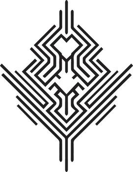 A distinct, high-tech symbols with sharp geometric complexity. vector