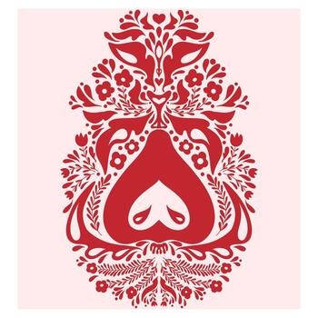 a red and white pattern with a heart vector