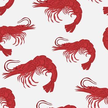 a pattern of shrimp on a white background vector