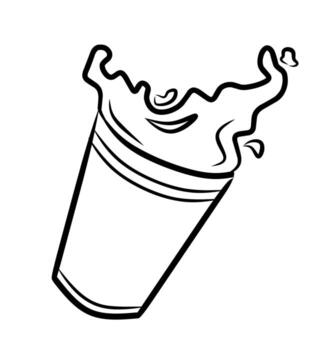 A simple icon of a takeaway cup with splashing liquid designed in minimalist outline style for beverage graphic resources and modern drink illustration needs vector