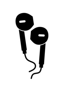 Simple wired earphones illustration icon with minimal design suitable for technology elements and graphic resources vector