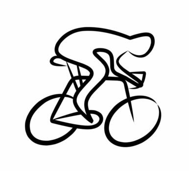 un dinámica ilustración de un ciclista montando un bicicleta en resumen línea Arte estilo con negrita negro golpes simbolizando velocidad movimiento energía y moderno deporte diseño vector