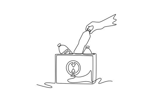 reciclar reducir reutilizar en cero desperdiciar. sustentabilidad negocio concepto. soltero línea dibujar diseño. gráfico ilustración vector