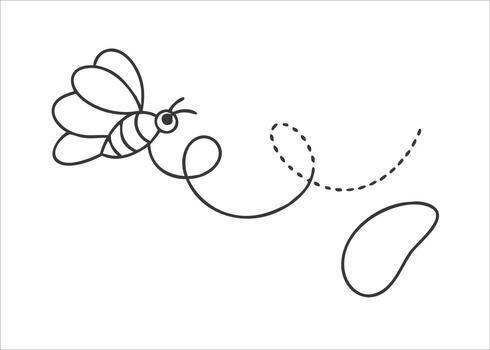 A delicate continuous line drawing depicting a small buzzing insect in flight gracefully moving across the frame isolated on white background vector