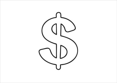 un soltero continuo línea Arte ilustración de un dólar símbolo formando un moderno financiero antecedentes modelo aislado en blanco antecedentes vector