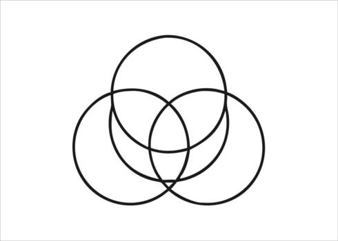 conceptual venn diagrama contorno gráfico representando superposición conjuntos y relaciones aislado en blanco antecedentes vector