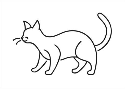 Artistic feline representation created using a single unbroken line in a minimalist sketch style isolated on white background vector