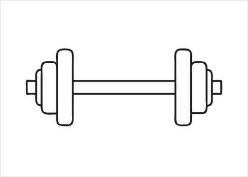 A simple black glyph representing a dumbbell for fitness and exercise presented isolated on white background vector