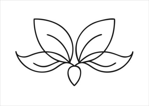Artistic line drawing sketch of a single blooming flower element in a classic black ink style isolated on white background vector