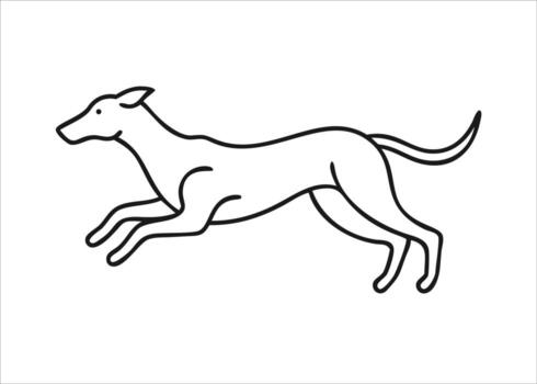 A sleek black outline depiction of a hound dog in full stride showcasing its athletic form and distinctive features presented cleanly isolated on white background vector