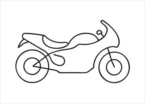 A clean and minimalist single line drawing of a sporty motorcycle vehicle showcasing its dynamic form with continuous strokes presented isolated on white background vector