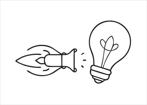 A single continuous line drawing illustrating a smart bright light bulb symbolizing innovation and ideas isolated on white background vector