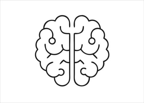 A stylized outline glyph representation of a human brain suitable for various applications isolated on white background vector