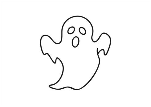 A minimalist single continuous line art drawing of a friendly ghost showcasing a simple and elegant artistic representation isolated on white background vector